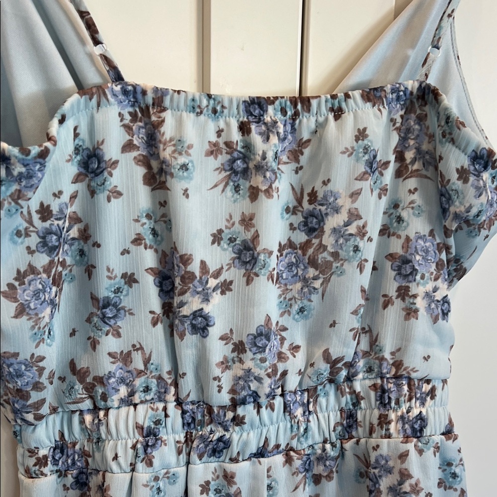 Trixxi Floral Print Romper in Soft Blue and Brown M - Picture 5 of 7